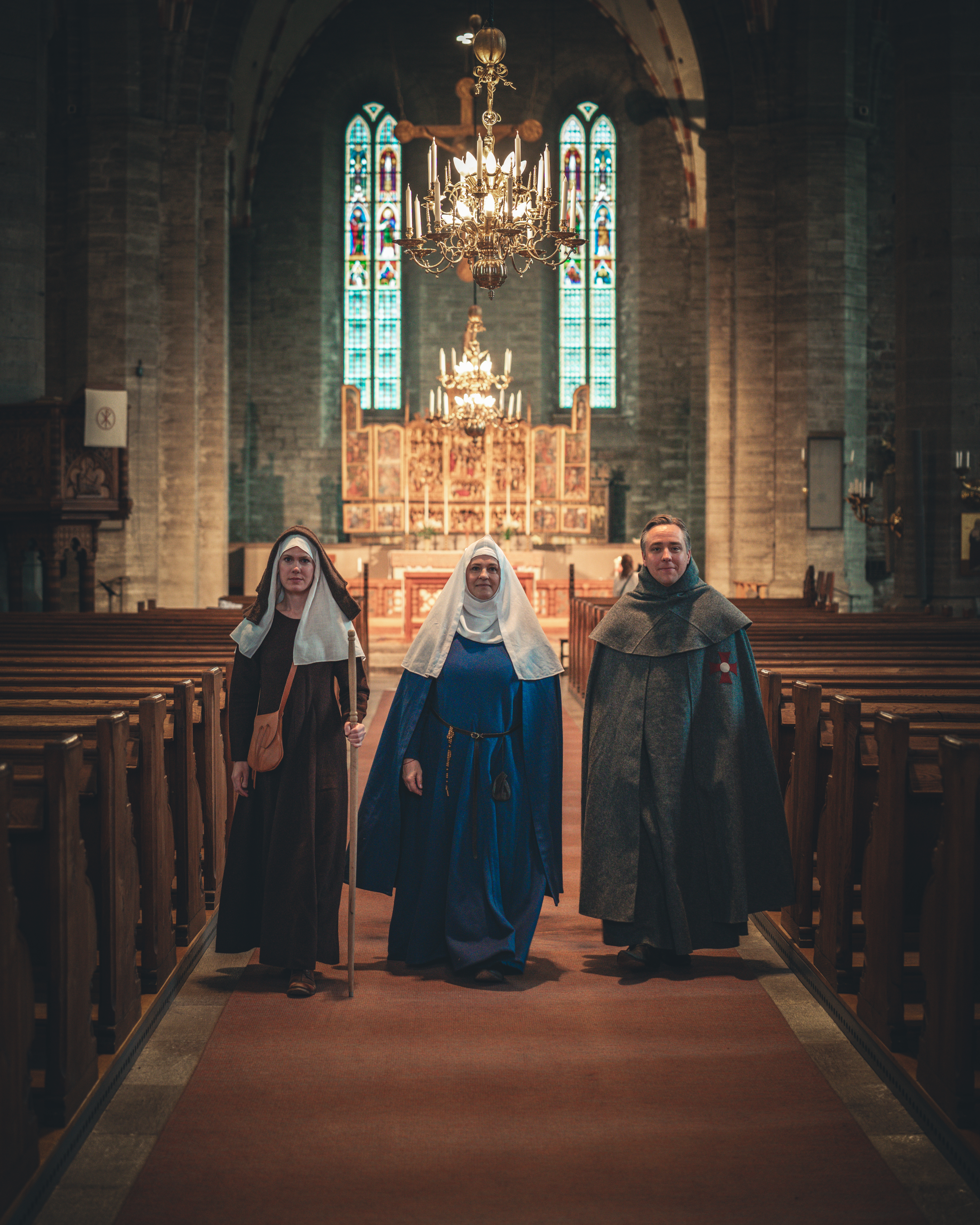 Pilgrim, Heliga Birgitta och prästbroder i Vadstena klosterkyrka.