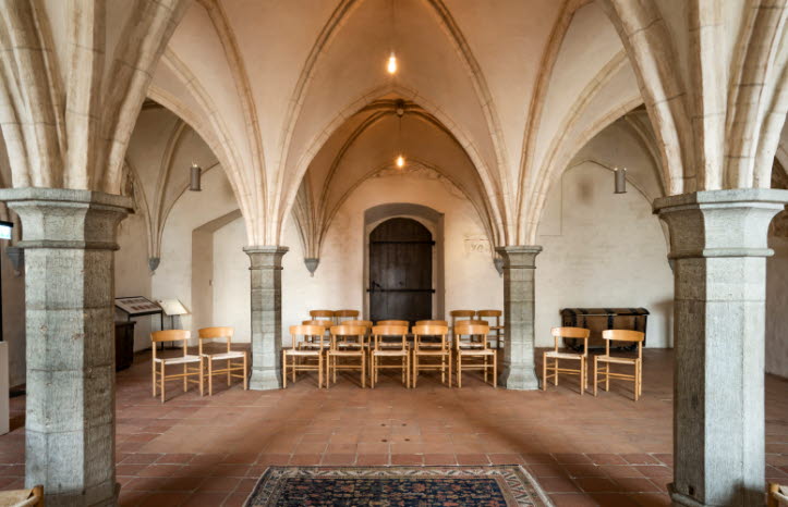 Kapitelsalen på Sancta Birgitta Klostermuseum.