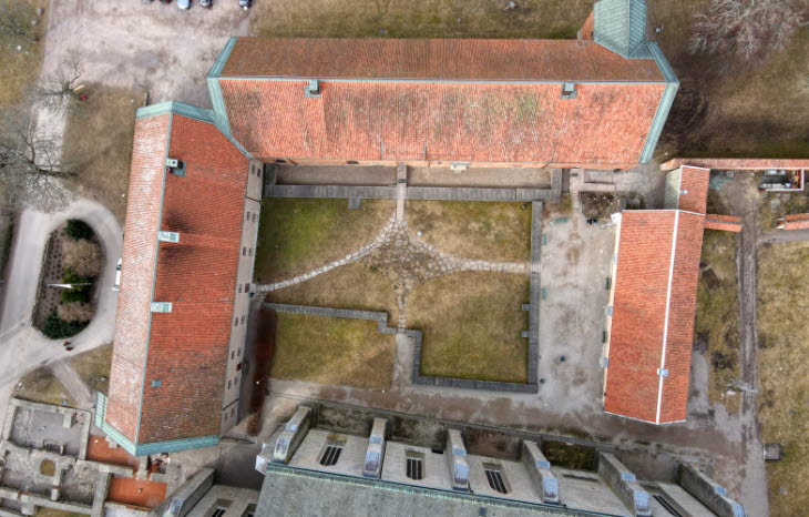 Del av klosterområdet ovanifrån.